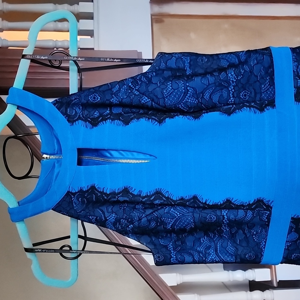 Guess Mini Dress ๐ size 4 Blue color-black lace - Picture 4 of 17